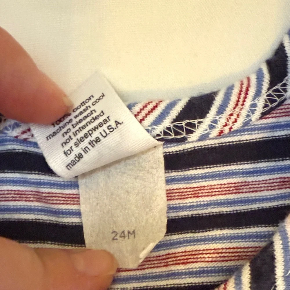 Charming Striped Kids Dress in Navy Red and White 24 m - Picture 3 of 8